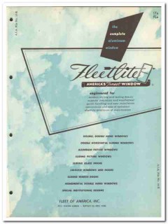 Fleet Of America Inc 1962 Vintage Catalog Window Aluminum Fleetlite