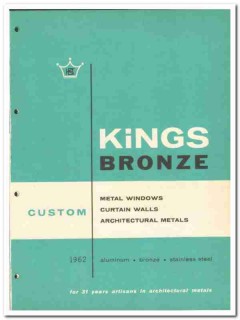 Kings Bronze Company 1962 Vintage Catalog Window Custom Aluminum Metal Kings Bronze Company 1962 Vintage Catalog Window Custom Aluminum Metal