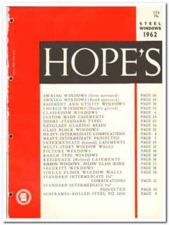 Hopes Windows Inc 1962 Vintage Catalog Steel Awning Basement Casement