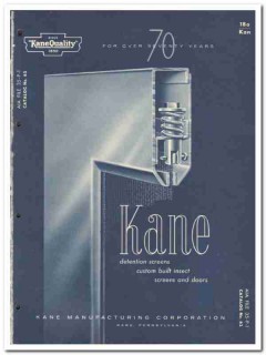 Kane Mfg Corp 1962 Vintage Catalog Window Screen Detention Insect Door