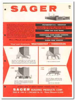 Sager Building Products Corp 1962 Vintage Catalog Weatherstripping Sager Building Products Corp 1962 Vintage Catalog Weatherstripping