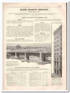 Olson Granite Company 1933 Vintage Catalog Concord Building Memorial Olson Granite Company 1933 Vintage Catalog Concord Building Memorial