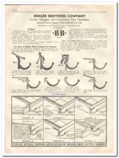 Berger Brothers Company 1933 Vintage Catalog Gutter Hanger Pipe Fasten