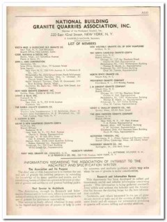 National Building Granite Quarries Assoc 1933 Vintage Catalog Members