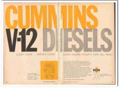 Cummins Engine Company 1959 Vintage Ad V-12 Diesels Oilfield Profit