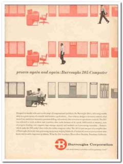 burroughs corp 1959 proven 205 computer scientific business vintage ad