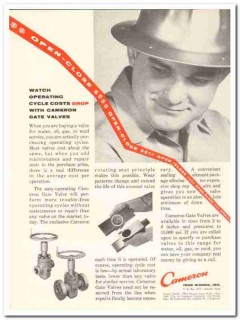 Cameron Iron Works 1959 Vintage Ad Oil Gate Valve Operating Costs Drop