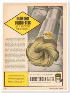 Christensen Diamond Products Company 1959 Vintage Ad Oil Turbo-Bits Christensen Diamond Products Company 1959 Vintage Ad Oil Turbo-Bits