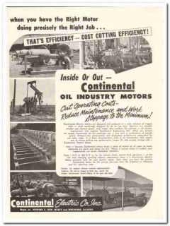 continental electric company 1959 right oil industry motors vintage ad