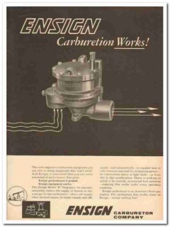 Ensign Carburetor Company 1959 Vintage Ad Regulator Carburetion Works
