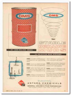 General Aniline Film Company 1959 DMS stable drilling muds vintage ad General Aniline Film Company 1959 DMS stable drilling muds vintage ad