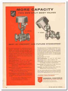 General Controls Inc 1959 Vintage Ad Oil Split-Body Valve Capacity General Controls Inc 1959 Vintage Ad Oil Split-Body Valve Capacity