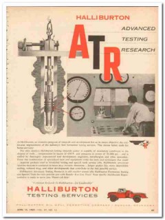 Halliburton Oil Well Cementing Company 1959 Vintage Ad ATR Testing