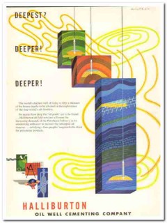 Halliburton Oil Well Cementing Company 1959 Vintage Ad Petroleum Deep