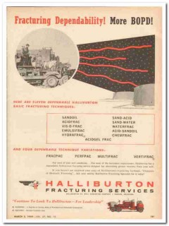 Halliburton Oil Well Cementing Company 1959 Vintage Ad Fracturing BOPD