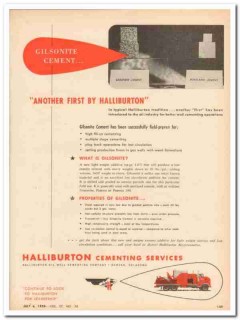 Halliburton Oil Well Cementing Company 1959 Vintage Ad Gilsonite First