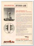 Halliburton Oil Well Cementing Company 1959 Vintage Ad Hydro-Lok Water Halliburton Oil Well Cementing Company 1959 Vintage Ad Hydro-Lok Water