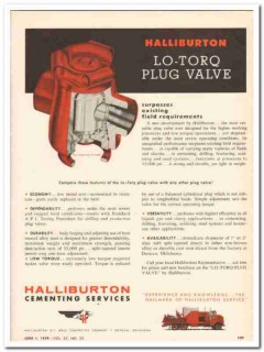Halliburton Oil Well Cementing Company 1959 Vintage Ad Lo-Torq Plug -2
