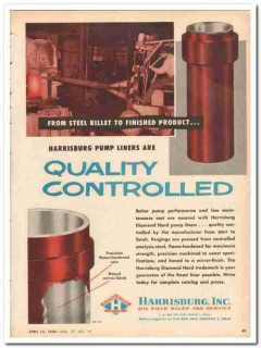 Harrisburg Inc 1959 Vintage Ad Diamond Pump Liners Quality Controlled Harrisburg Inc 1959 Vintage Ad Diamond Pump Liners Quality Controlled