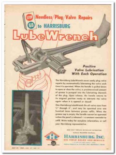 Harrisburg Inc 1959 Vintage Ad Oil Field LubeWrench Plug Valve Repairs