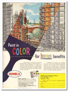 Humble Oil Refining Company 1959 Vintage Ad Paint Color Bonus Benefits