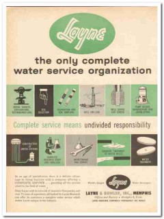 Layne Bowler Inc 1959 Vintage Ad Oil Field Complete Water Service