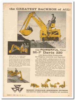massey-ferguson 1959 greatest backhoe powerful davis 220 vintage ad massey-ferguson 1959 greatest backhoe powerful davis 220 vintage ad
