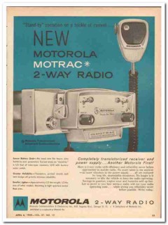 motorola communications 1959 transistor motrac 2-way radio vintage ad