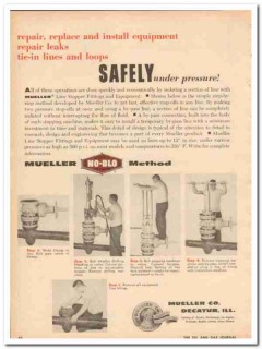 Mueller Company 1959 Vintage Ad Oil Repair Replace Install Safely