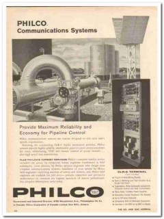 Philco Corp 1959 Vintage Ad Oil Pipeline Control Reliability Economy Philco Corp 1959 Vintage Ad Oil Pipeline Control Reliability Economy