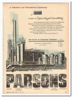 Ralph M Parsons Company 1959 Vintage Ad Oil Specialized Versatility