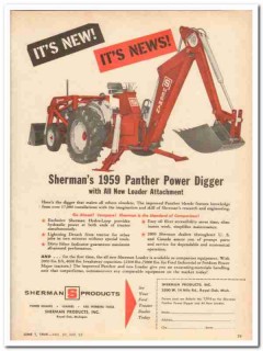 sherman products inc 1959 panther power digger tractor vintage ad sherman products inc 1959 panther power digger tractor vintage ad