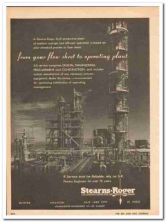 Stearns-Roger Mfg Company 1959 Vintage Ad Flow Sheet Operating Plant Stearns-Roger Mfg Company 1959 Vintage Ad Flow Sheet Operating Plant