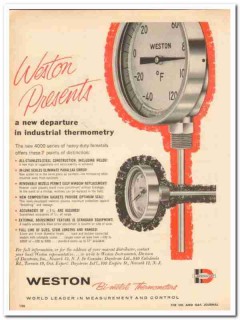 Daystrom Inc 1959 Vintage Ad Industrial Thermometry Weston Presents