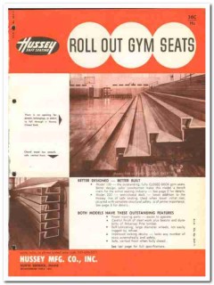 Hussey Mfg Company 1964 Vintage Catalog Roll-Out Gym Seats Platforms