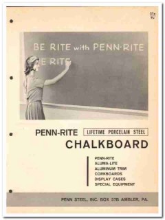 Penn Steel Inc 1964 Vintage Catalog Classroom Chalkboard Penn-Rite