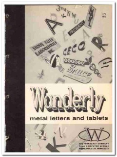 Wonderly Company 1964 Vintage Catalog Letters Tablets Bronze Metal Wonderly Company 1964 Vintage Catalog Letters Tablets Bronze Metal
