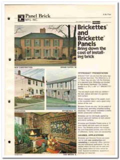 Panel Brick Mfg Inc 1982 Vintage Catalog Orbco Brickettes Cost Install