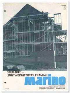 Marino Industries Corp 1982 Vintage Catalog Steel Framing Stud-Rite Marino Industries Corp 1982 Vintage Catalog Steel Framing Stud-Rite