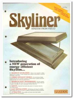 Paeco Inc 1982 Vintage Catalog Roofing Skylight Skyliner Energy Window Paeco Inc 1982 Vintage Catalog Roofing Skylight Skyliner Energy Window