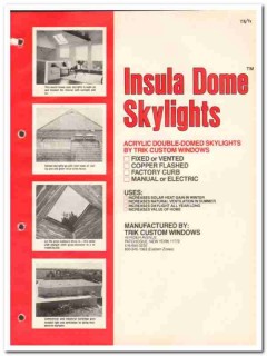 Trik Custom Windows 1982 Vintage Catalog Skylights Insula Dome Acrylic Trik Custom Windows 1982 Vintage Catalog Skylights Insula Dome Acrylic
