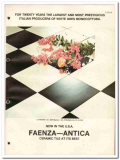 Faenza Antica 1982 Vintage Catalog Tile Italian White Gres Monocottura