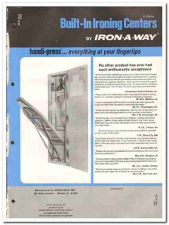 Iron-A-Way Inc 1982 Vintage Catalog Ironing Centers Wall Unit Built-In Iron-A-Way Inc 1982 Vintage Catalog Ironing Centers Wall Unit Built-In
