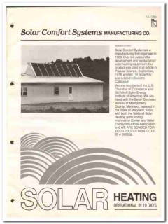 Solar Comfort Systems Mfg Company 1982 Vintage Catalog Heat Hot Water Solar Comfort Systems Mfg Company 1982 Vintage Catalog Heat Hot Water