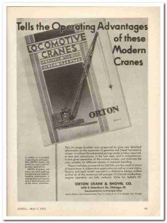 orton crane shovel company 1931 modern operating advantages vintage ad
