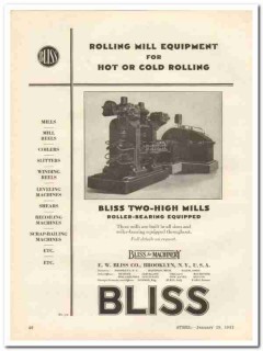 e w bliss company 1931 steel rolling mill equipment vintage ad