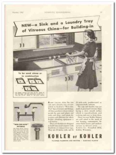 kohler company 1942 sink laundry tray vitreous china vintage ad