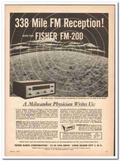 fisher radio corp 1961 reception fm-200 stereophonic tuner vintage ad fisher radio corp 1961 reception fm-200 stereophonic tuner vintage ad