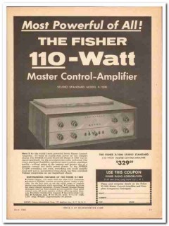 fisher radio corp 1961 x-1000 master control-amplifier vintage ad fisher radio corp 1961 x-1000 master control-amplifier vintage ad