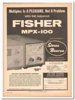 fisher radio corp 1961 mpx-100 multiplex stereo beacon vintage ad fisher radio corp 1961 mpx-100 multiplex stereo beacon vintage ad